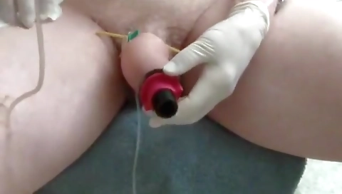 Sexy blonde girl shows her pussy