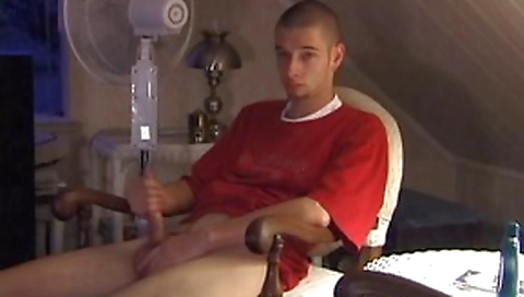 Blonde with big tits masturbates on the bed