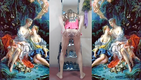 Slutty blonde gets fucked in the bathroom