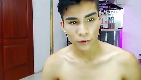 Married guy with huge tits fucked on the bed