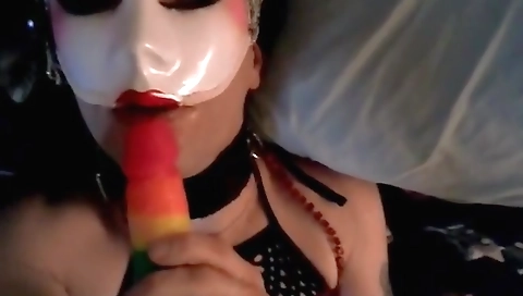 Married girl shows off her big cock